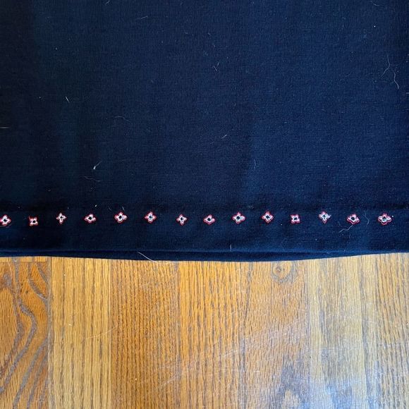 Vintage Garnet Hill Black Floral Embroidered Wool Dress, Size 14 Petite - Picture 10 of 16